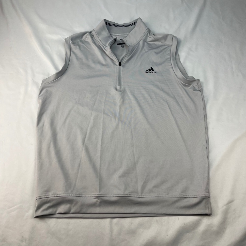 Adidas Golf Performance Activewear Grey Quarter Zip Sleeveless Vest